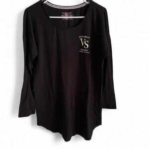 Victorias Secret Black Long Sleeve Night Gown Womens Size‎ Small